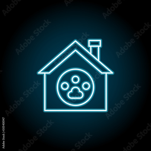 Pet home blue neon icon. Simple thin line, outline vector of petshop icons for ui and ux, website or mobile application