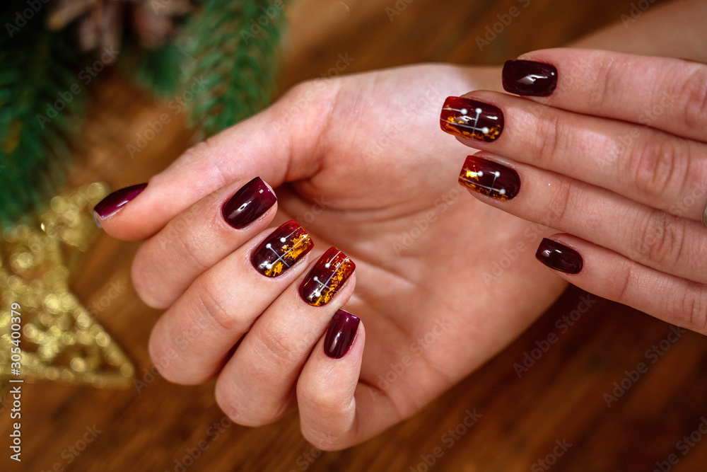 trendy and beautiful manicure on female hands. trendy and beautiful manicure on female hands.
