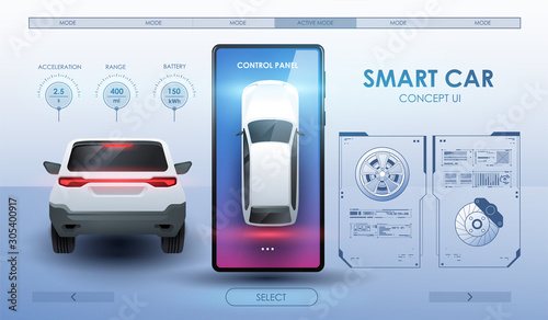 Abstract virtual graphic touch user interface. Car Auto Service, Modern Design, Diagnostic Auto. User interface for smartphone. Creative modern template for App.