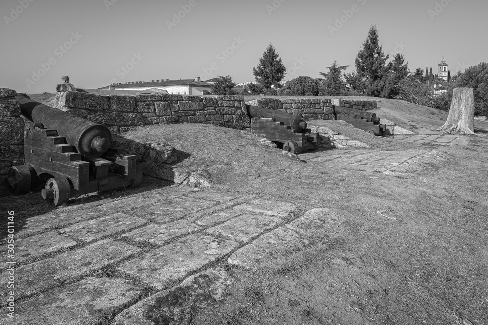 Artillery battery. Cannons in the ancient walls of Almeida. Portugal. Artillery battery. Cannons in the ancient walls of Almeida. Portugal.