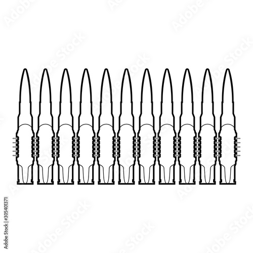 Bullets in row belt Machine gun cartridges Bandoleer War concept icon outline black color vector illustration flat style image