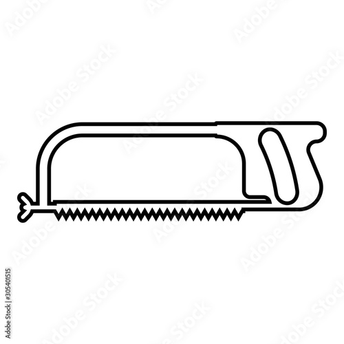Hacksaw for metal and manual using Hand saw Repair tool icon outline black color vector illustration flat style image