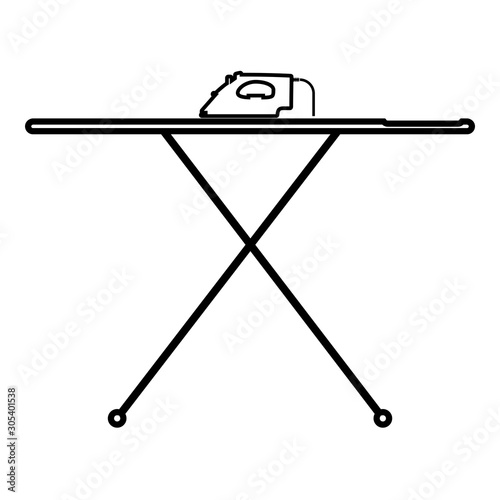 Ironing board with iron icon outline black color vector illustration flat style image