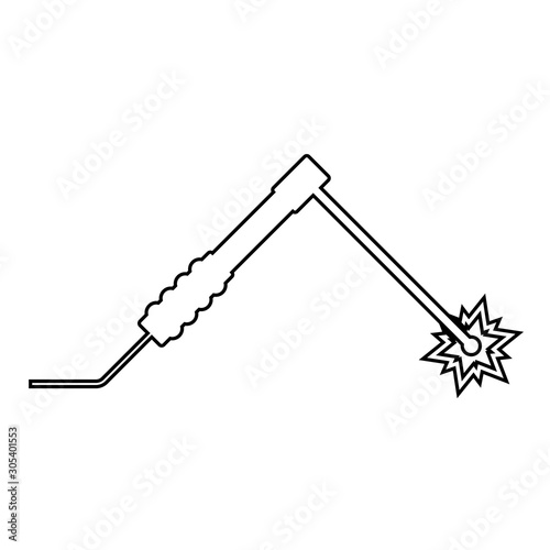 Welding process Spark from electrode with torch Work and tools concept icon outline black color vector illustration flat style image