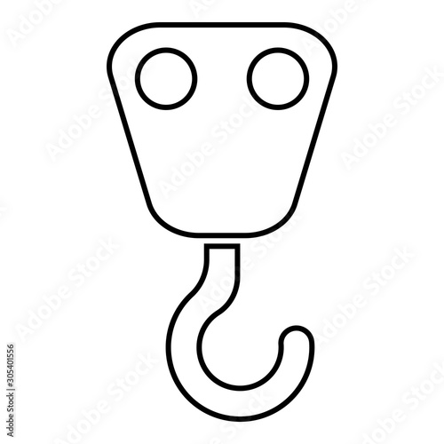 Crane hook for lift load Industrial using Freight concept icon outline black color vector illustration flat style image