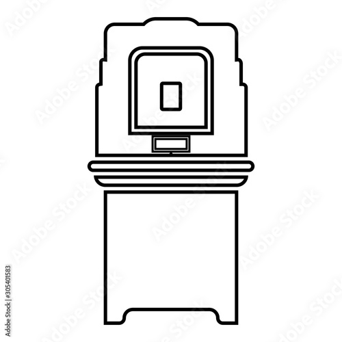 Electoral voting machine Electronic EVM Election equipment VVPAT icon outline black color vector illustration flat style image