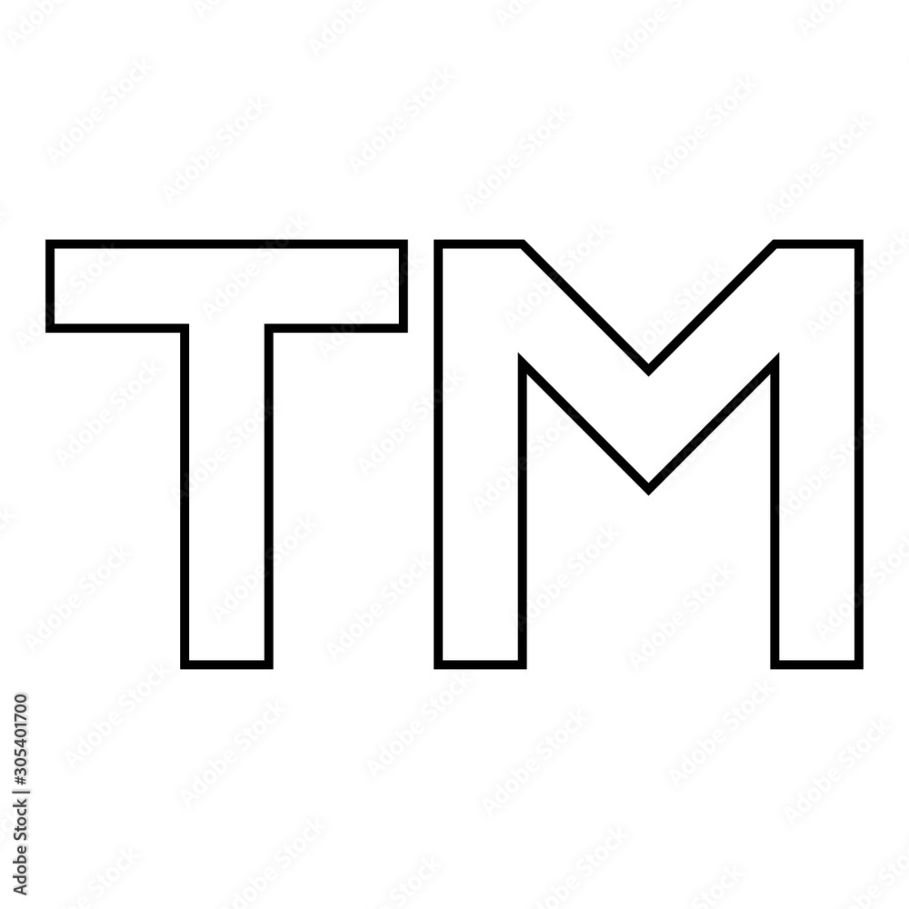 Naklejka TM letter trademark icon outline black color vector illustration flat style image