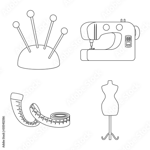 Vector illustration of fashion and tailoring sign. Collection of fashion and textile vector icon for stock.