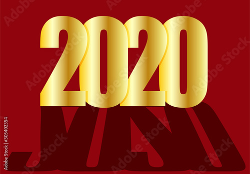 Año 2020 de color dorado con sombras.