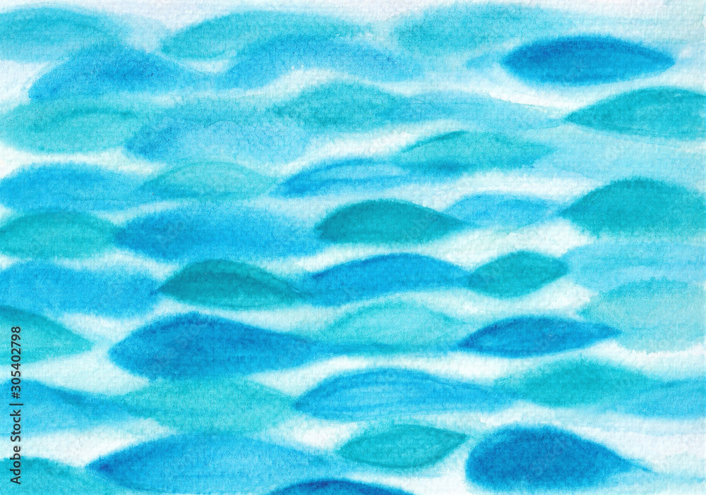 Fototapeta premium Watercolor abstract background blue sea