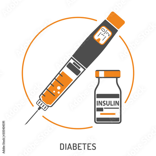 Diabetes Insulin Pen Syringe and Vial photo