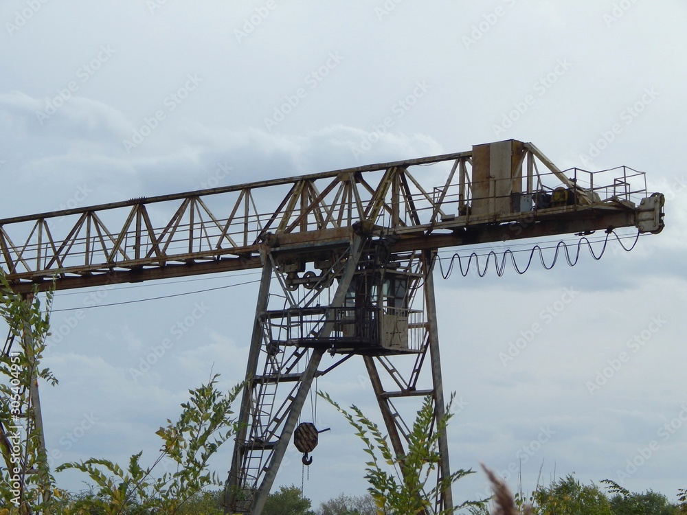 Overhead crane. Cabin and winch - elements of an overhead crane. Photo Overhead crane. Cabin and winch - elements of an overhead crane. Photo
