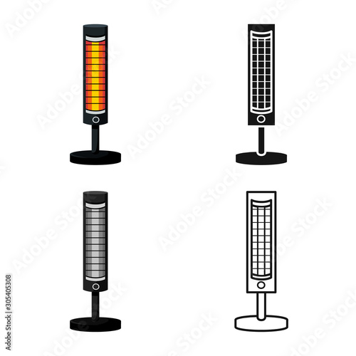 Vector illustration of heater and infrared logo. Web element of heater and warmness stock symbol for web.