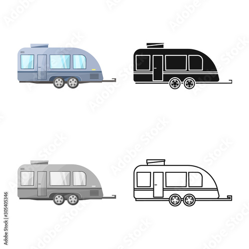 Isolated object of trailer and camper sign. Web element of trailer and vintage stock vector illustration.