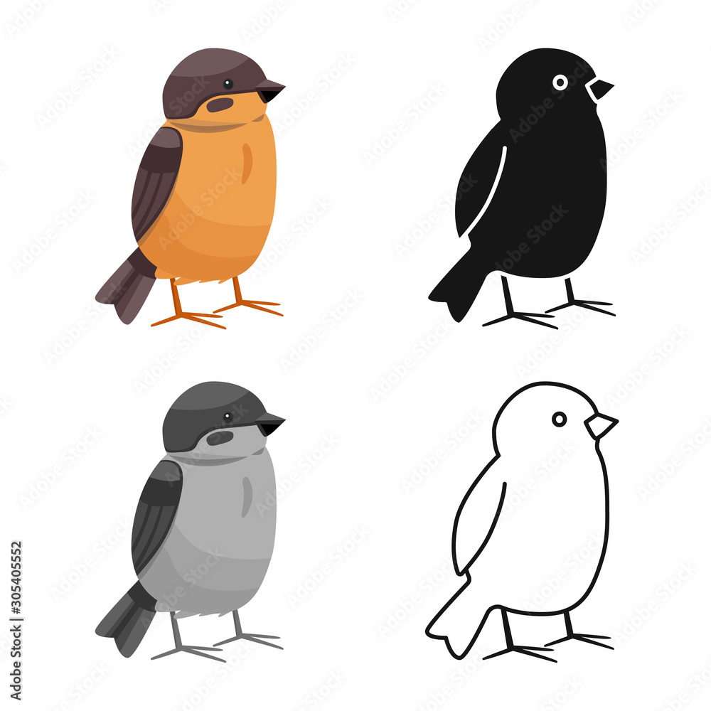 Fototapeta premium Isolated object of bird and redstart logo. Collection of bird and decorative vector icon for stock.