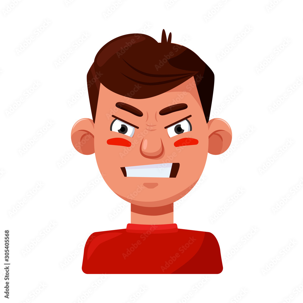 Isolated object of guy and grimace icon. Collection of guy and hatred stock symbol for web.