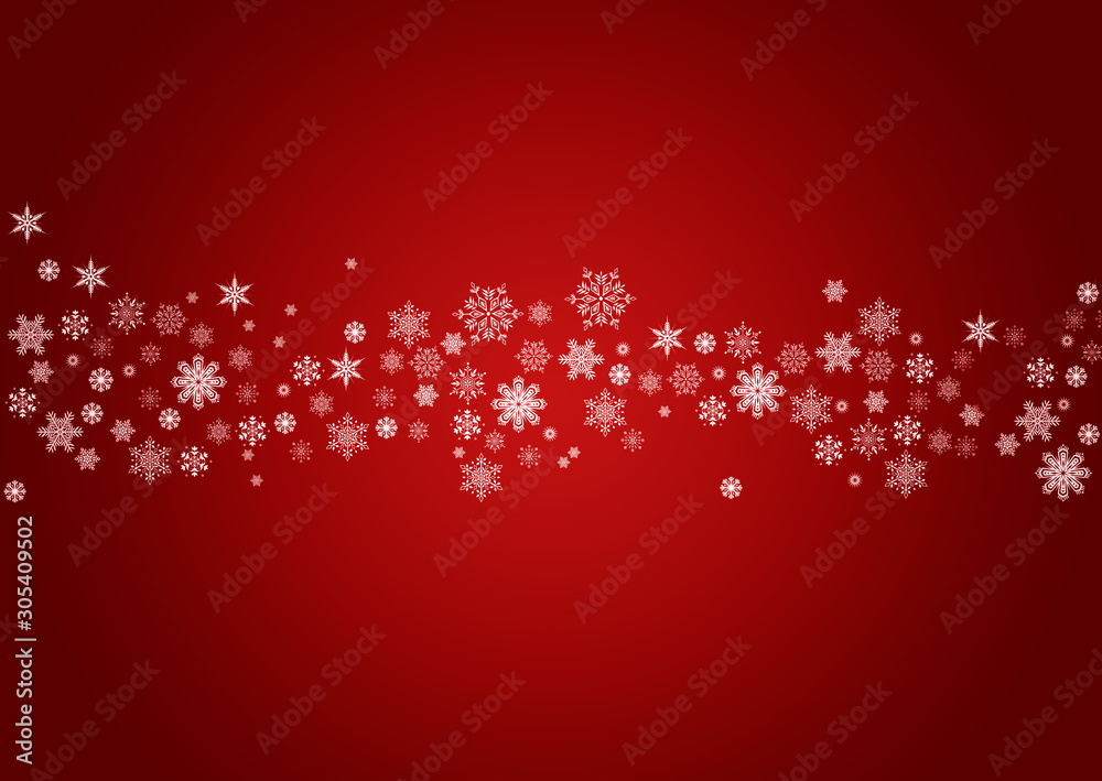 Red christmas background with centered white snowflakes