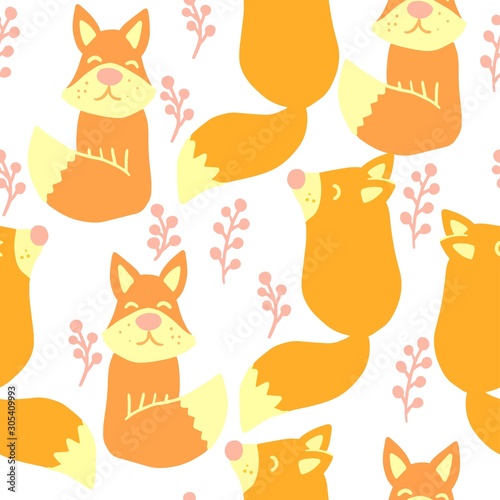  vector illustration, children's textiles, pattern on a white background, fox.