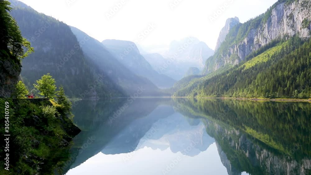 Stunning view of alpine lake Vorderer Gosausee.