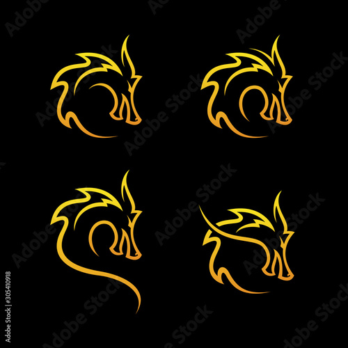 Dragon head vector icon illustration design logo template