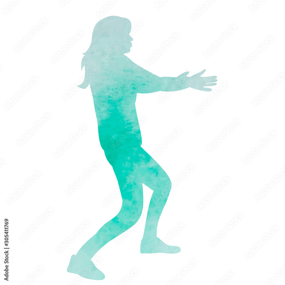 isolated, silhouette of a watercolor dancing girl, woman isolated, silhouette of a watercolor dancing girl, woman