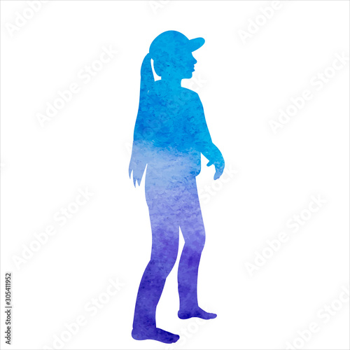 isolated  silhouette watercolor girl  woman