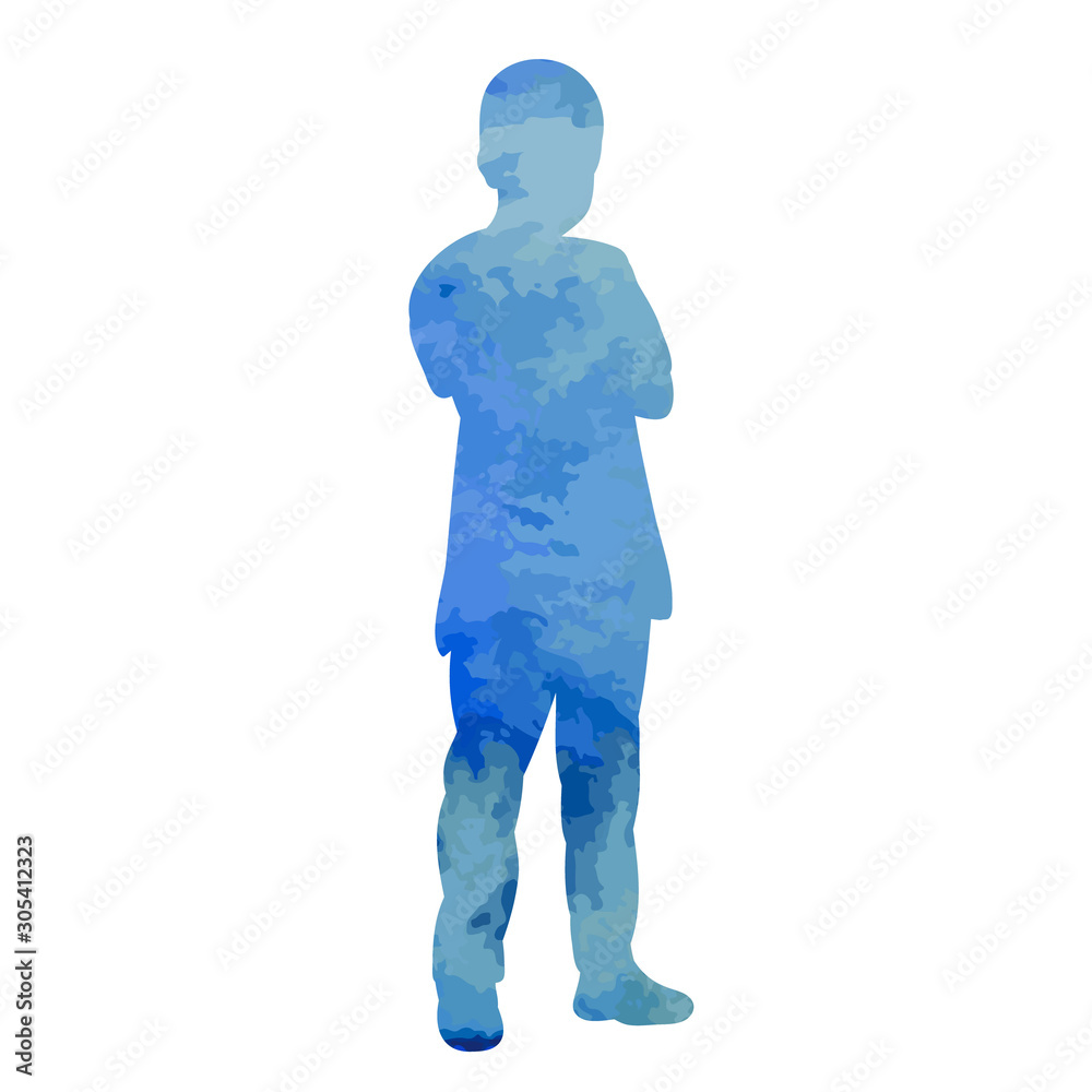 watercolor silhouette of a child, boy watercolor silhouette of a child, boy