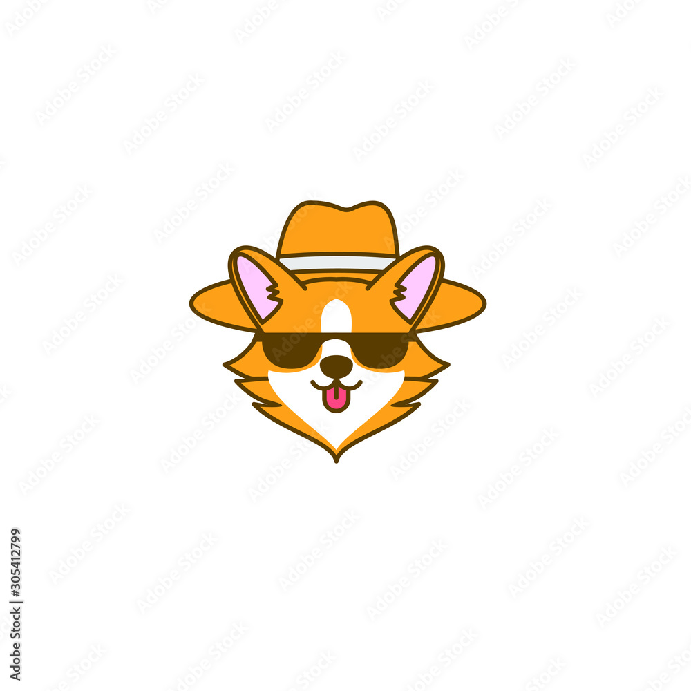 cute corgi dog head logo icon design vector illustration