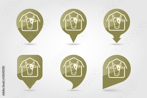 Cowshed vector pin map icon