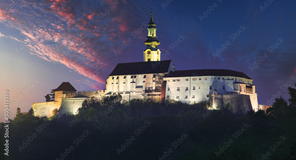 Nitra castle at night, Slovakia