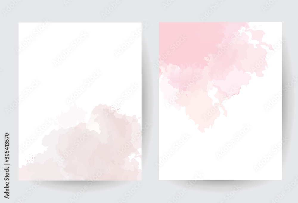 Dusty pink and taupe watercolor vector splash cards. - obrazy, fototapety, plakaty 