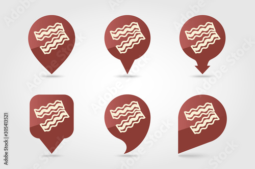 Bacon pieces vector pin map icon