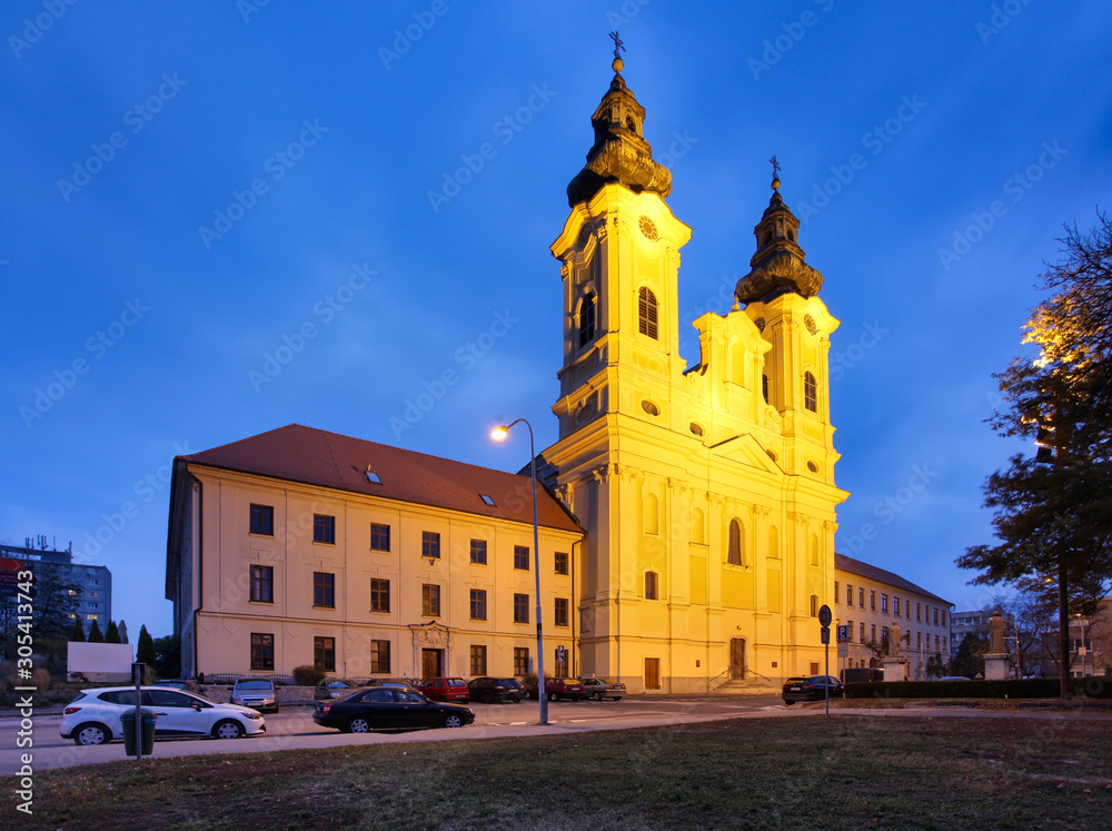 Nitra at night, Ladislav Church - Slovakia
