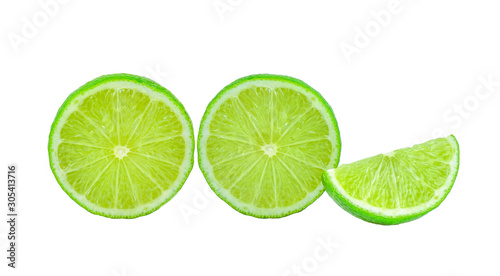 Lemon slices on white background