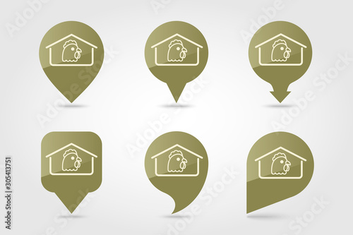 Chicken house vector pin map icon