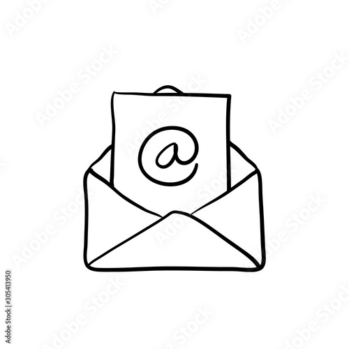 hand drawn mail icon symbol for website design, mobile application, ui.isolated on white background