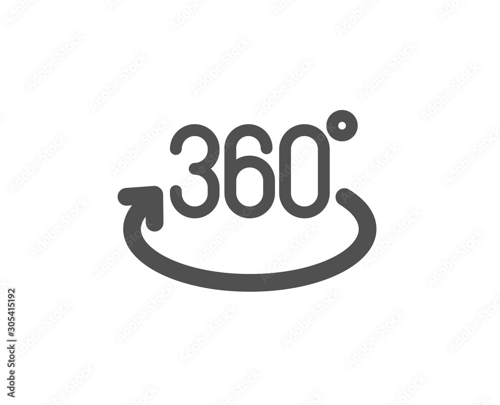 Full rotation sign. 360 degree icon. VR technology simulation symbol. Classic flat style. Simple full rotation icon. Vector Full rotation sign. 360 degree icon. VR technology simulation symbol. Classic flat style. Simple full rotation icon. Vector