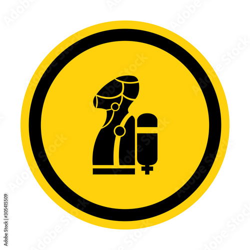 Wear SCBA (Self Contained Breathing Apparatus) Symbol Isolate On White Background,Vector Illustration EPS.10