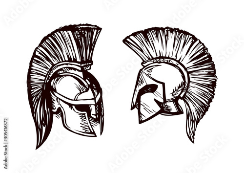 Spartan helmet. Vector drawing