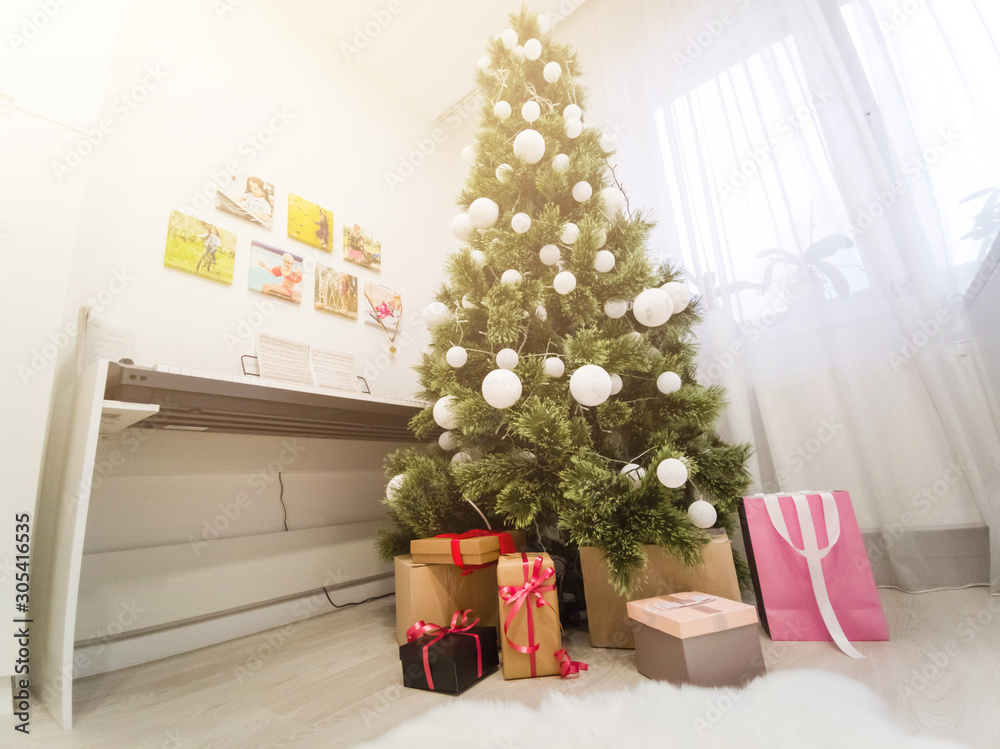 Merry Christmas and Happy Holidays! A beautiful living room decorated for Christmas.