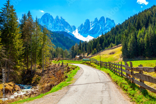 Wallpaper Mural Alpine road with a beautiful view in Santa Maddalena village, Dolomites, Italy. Torontodigital.ca