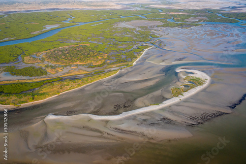 Wallpaper Mural Aerial view of mangrove forest in the  Saloum Delta National Park, Joal Fadiout, Senegal. Photo made by drone from above. Africa Natural Landscape. Torontodigital.ca