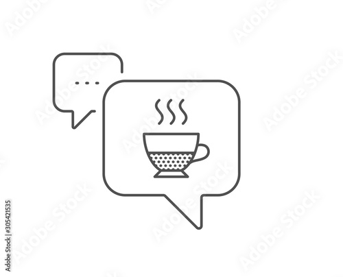 Doppio coffee icon. Chat bubble design. Hot drink sign. Beverage symbol. Outline concept. Thin line doppio icon. Vector