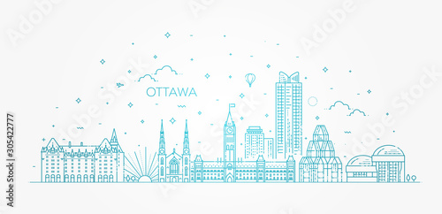 Vector illustration of Ottawa city skyline. Cityscape