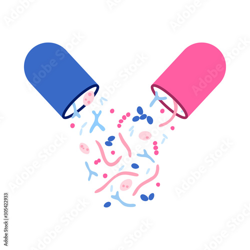 Vector isolated illustration of probiotics pill