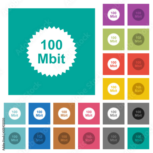 100 mbit guarantee sticker square flat multi colored icons