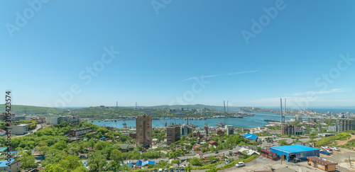 Vladivostok cityscape daylight view. Panorama.