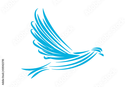 blue dove on white background