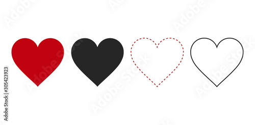 Red heart icon on white background. Love logo heart illustration. photo