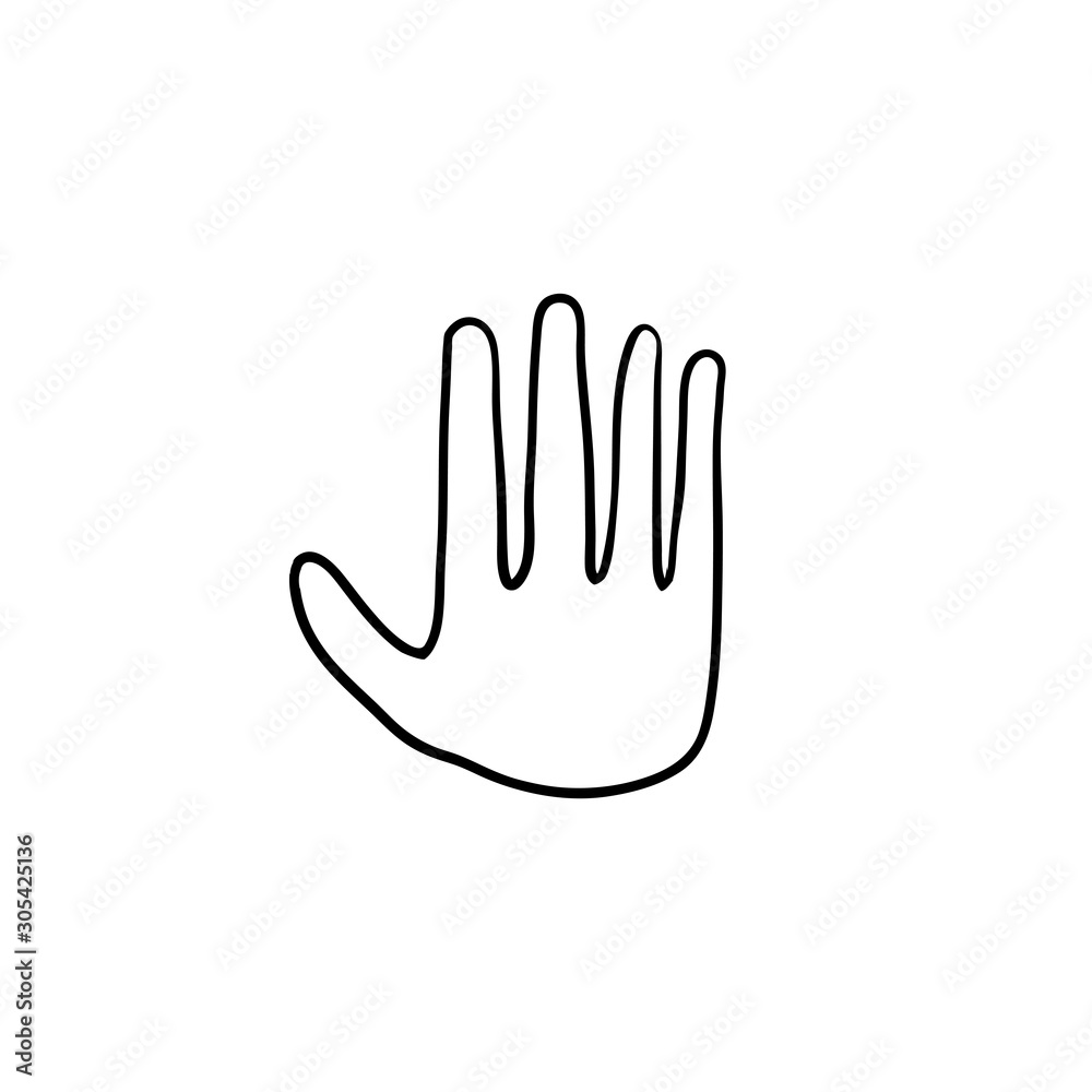 Fototapeta premium hand palm icon illustration with hand drawn doodle style vector isolated